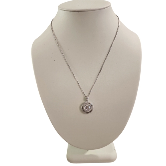 Moissanite Jewelry - NIB Delicate Moissanite Solitaire Necklace Silver Plated